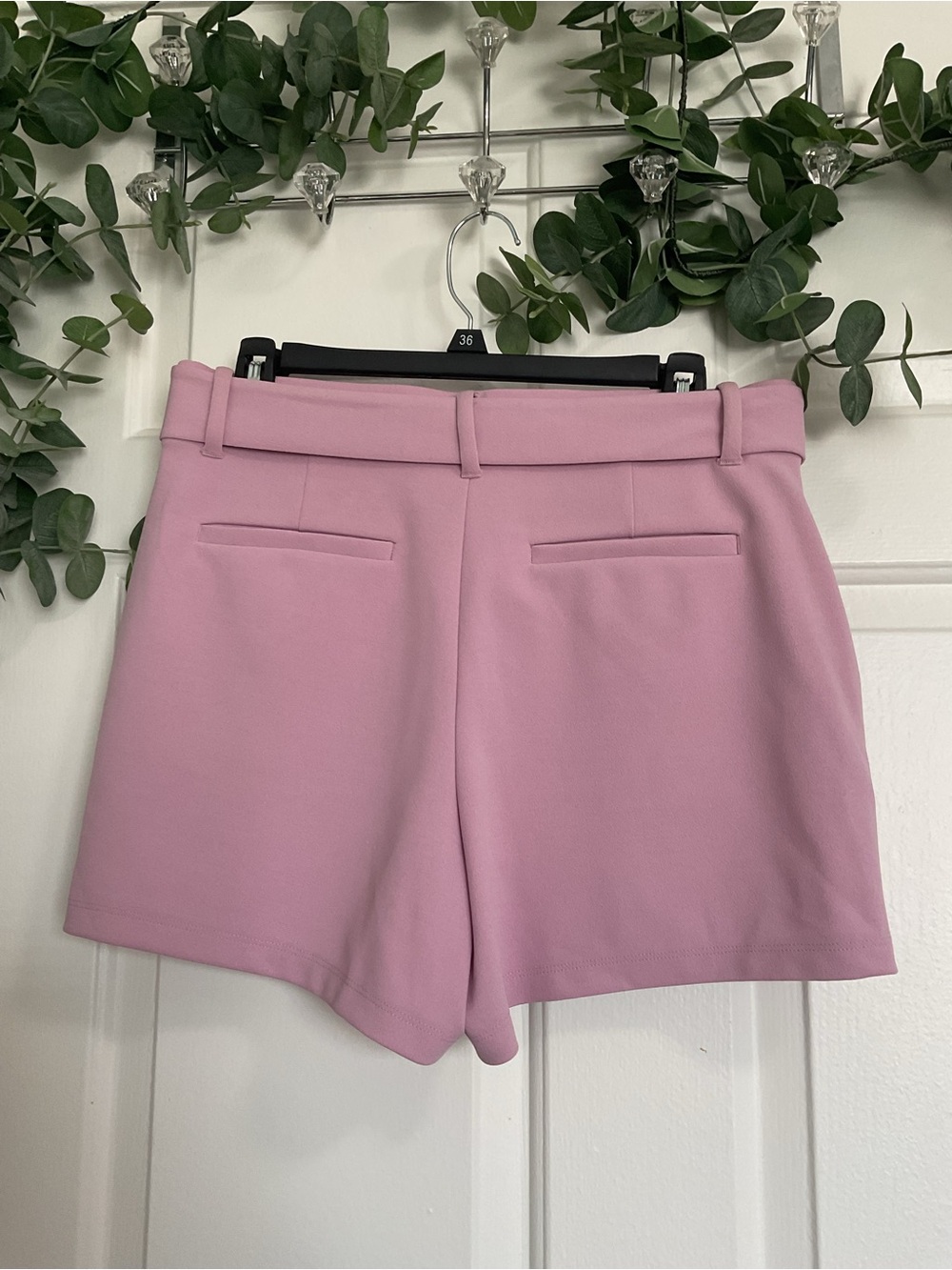 LOFT High-Rise Self-Tie Shorts - Dusty Pink - Picture 3 of 8